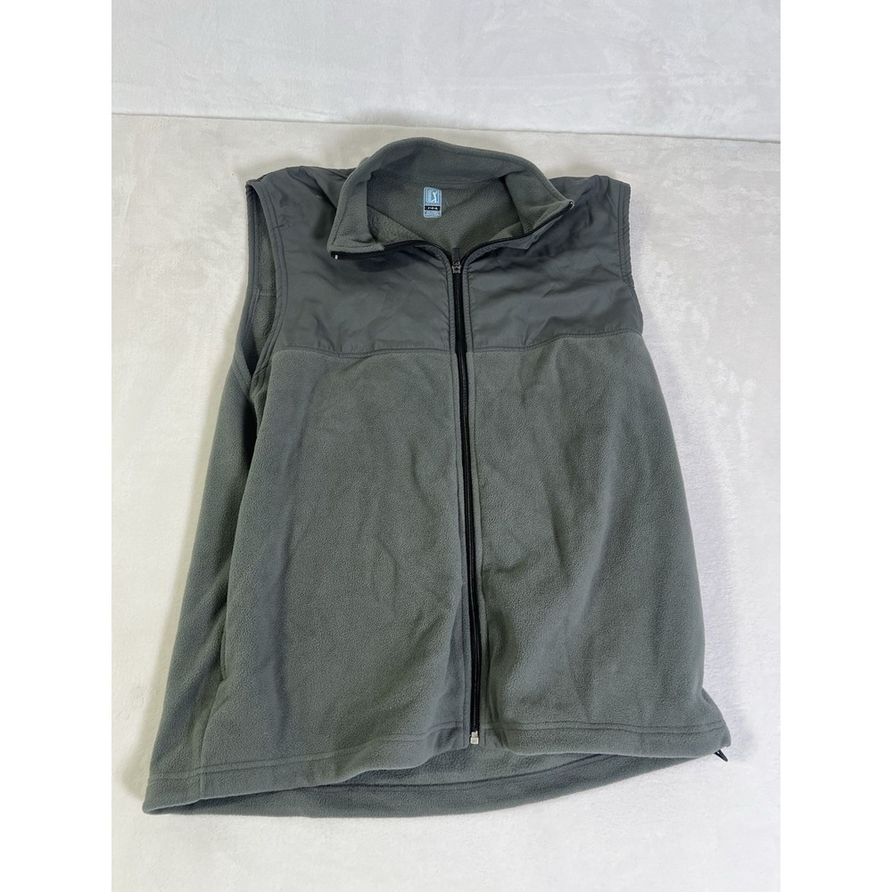 PGA Tour Gray Mens Golf Vest Full Zip 100% Polyester Fleece Size Large